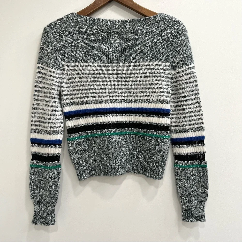 See by Chloe Striped Nightfall Green Sweater Designer Metallic Women’s Medium